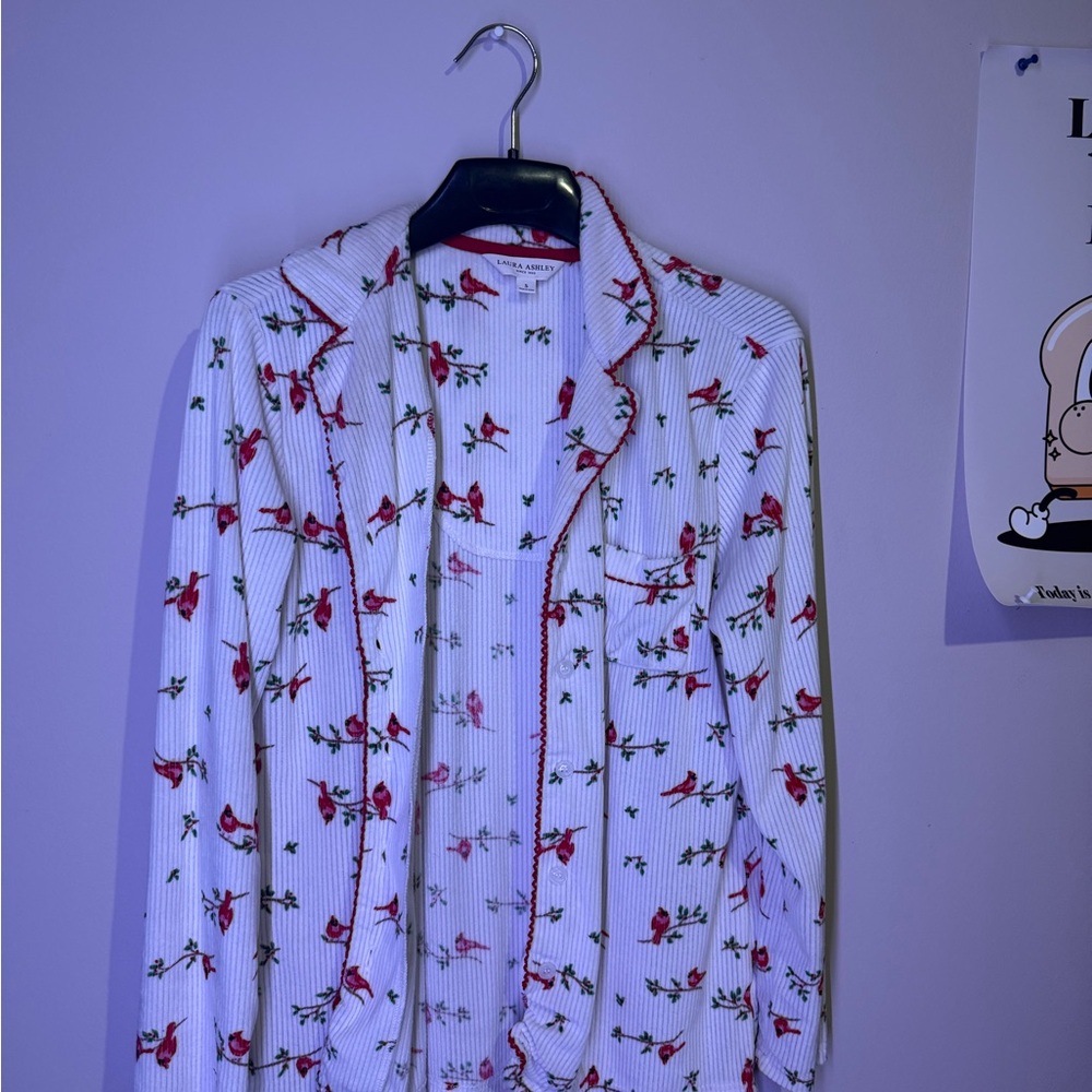 Laura Ashley White and Red Floral Pajama Set